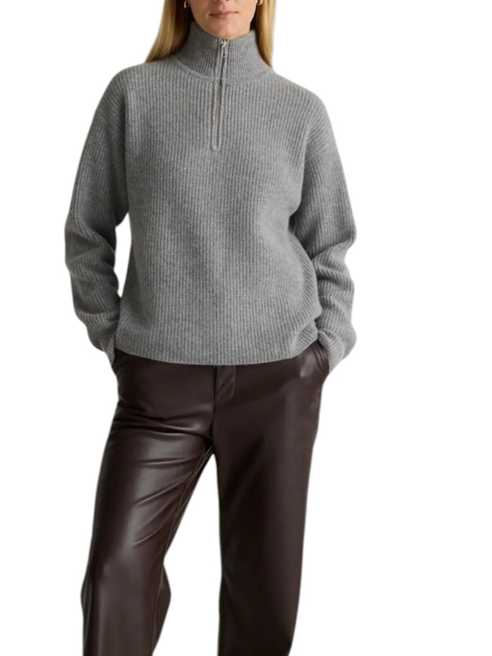 Quince Mongolian Cashmere Fisherman 1/4 zip sweater